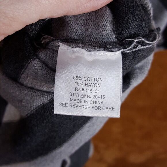 ROMEO & JULIET Womens Sweater Medium Gray Striped Pullover Tunic Belted Flutter - Picture 6 of 11